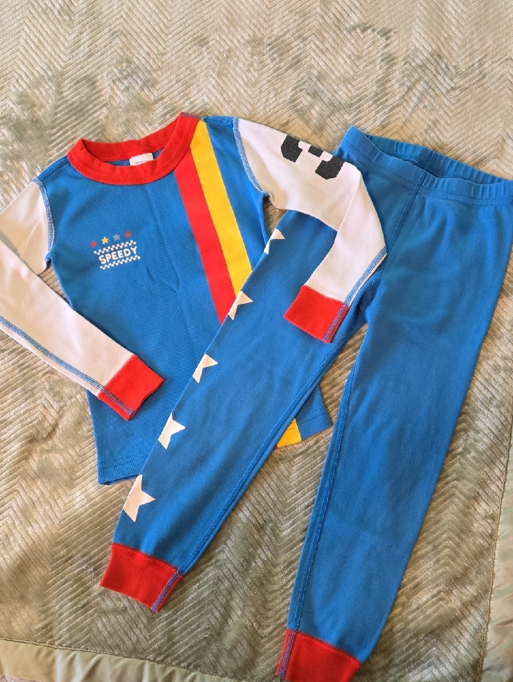 Hannah Anderssen Blue "Speedy" Racing Stripe Kids Pajama Set